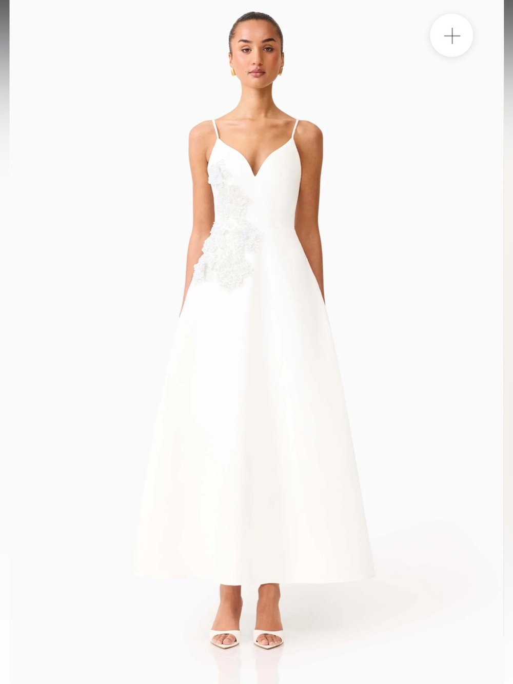 elliatt stella white 3d floral applique A-line bridal maxi gown dress large NEW - Picture 3 of 13